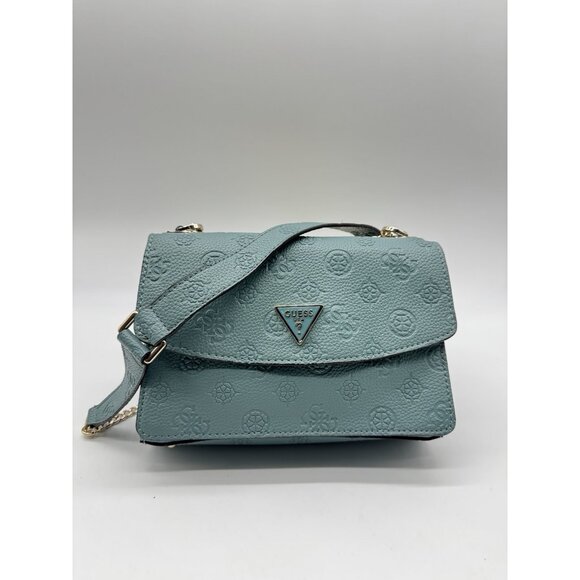 GUESS Cresidia logo embossed convertible small shoulder crossbody bag -Teal - Picture 14 of 14